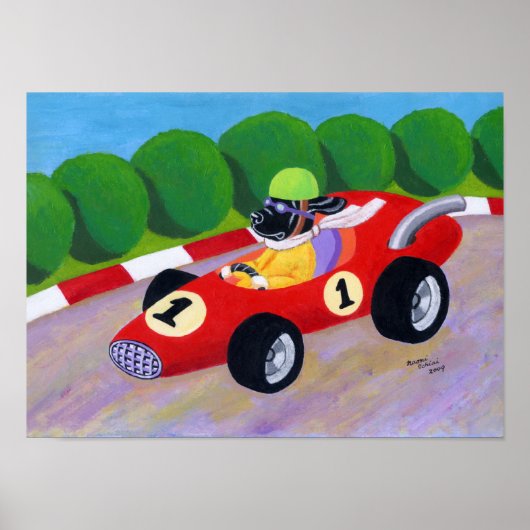 Racing Black Labrador Artwork Poster (Voorkant)