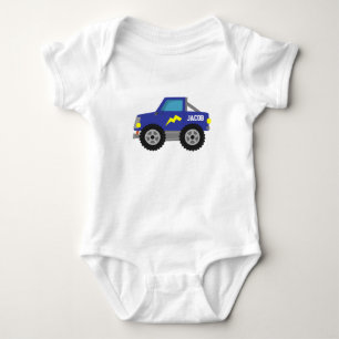 Racing Blue Monster Truck, voor Baby Jongens Romper