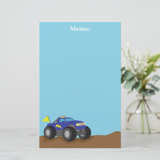 Racing Blue Monster Truck, voor jongens Briefpapier (Staand voorkant)