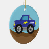 Racing Blue Monster Truck, voor jongens Keramisch Ornament (Rechts)
