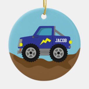 Racing Blue Monster Truck, voor jongens Keramisch Ornament