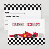 Racing Boys Dank u Nota Bedankkaart (Voorkant / Achterkant)