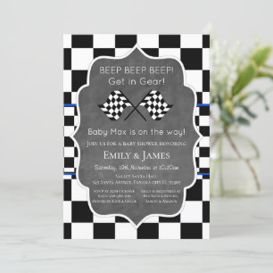 Racing Car Baby shower Invitation Birthday Invita Kaart