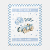Racing Car Checkered Blue Flag Little Racer Fleece Deken (Voorkant)