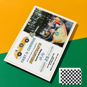Racing Car Kids Verjaardag Uitnodigen – Custom Pho Kaart