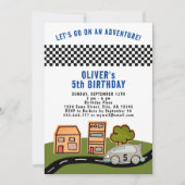 Racing Car Road House Boy Invitation Anniversaire (Devant)