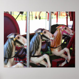 Racing Carrousel Paarden Poster