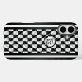 Racing Checkered Black White Sport Logo Case-Mate iPhone Case (Achterkant (horizontaal))