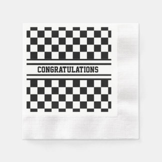 Racing Checkered Winners Flag Black en White Servet