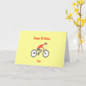 Racing Cyclist Birthday Kaart, naam toevoegen Kaart (Gele Bloem)