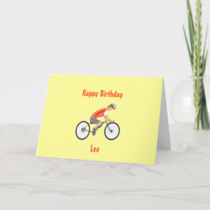 Racing Cyclist Birthday Kaart, naam toevoegen Kaart