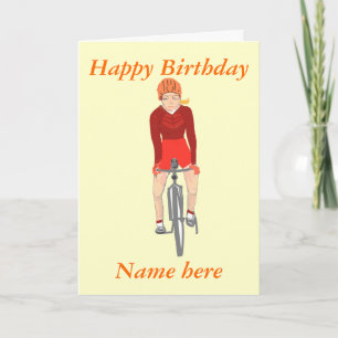 Racing Cyclist, woman add name and text Kaart