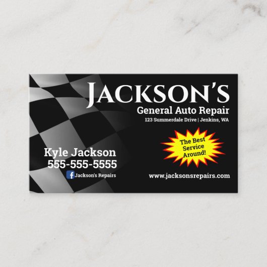 Racing Flag Auto Repair Visitekaartje (Voorkant)