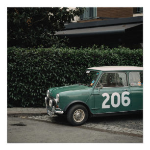 Racing Green Mini Cooper Vintage poster de voiture