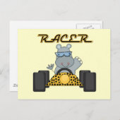 Racing Hippo T-shirts en cadeautjes Briefkaart (Voorkant / Achterkant)