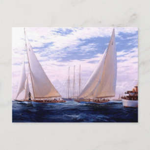 Racing jachten en een driemaands anker briefkaart