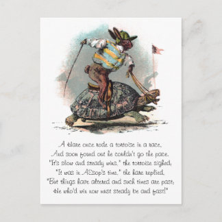 Racing Rabbit Riding Tortoise Briefkaart