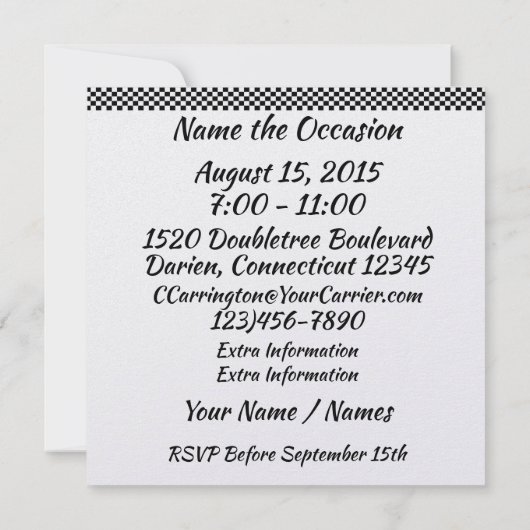 Racing Race Car Event Invitation (Dos)