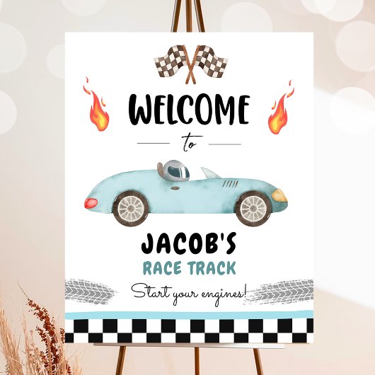 Racing Race Car Two Fast Curious Boy Welcome Poste Poster