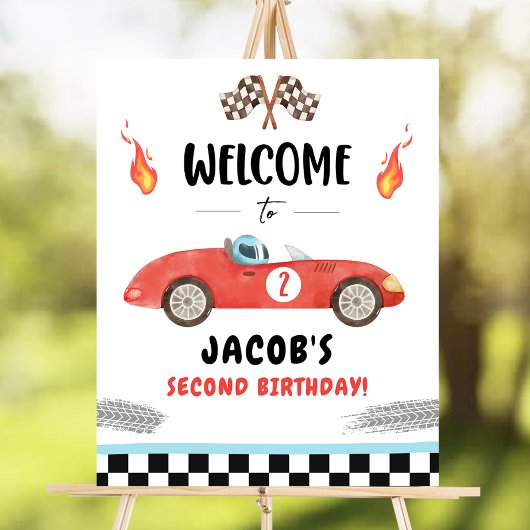 Racing Race Car Two Fast Curious Boy Welcome Poste Poster