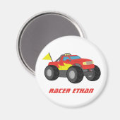 Racing Red Monster Truck Personalized Magnet Magneet (Voorkant / Achterkant)