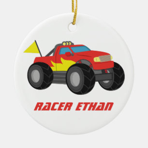 Racing Red Monster Truck, voor Boys Room Keramisch Ornament