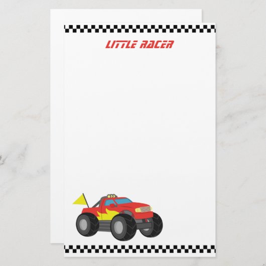 Racing Red Monster Truck, voor racerboys Briefpapier (Voorkant / Achterkant)