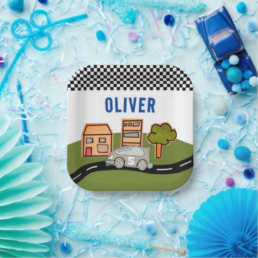 Racing Road House Custom Name Birthday Papieren Bordje (Feest)