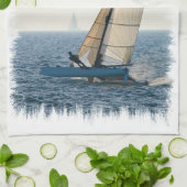 Racing Sailboot Kitchen Towel Theedoek (Gevouwen)