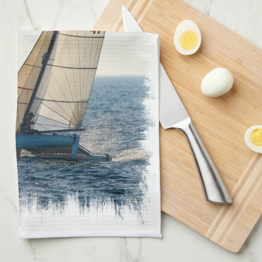 Racing Sailboot Kitchen Towel Theedoek (Quarter Fold)