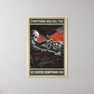 Racing Skeleton Alles zal je Canvas doden Afdruk