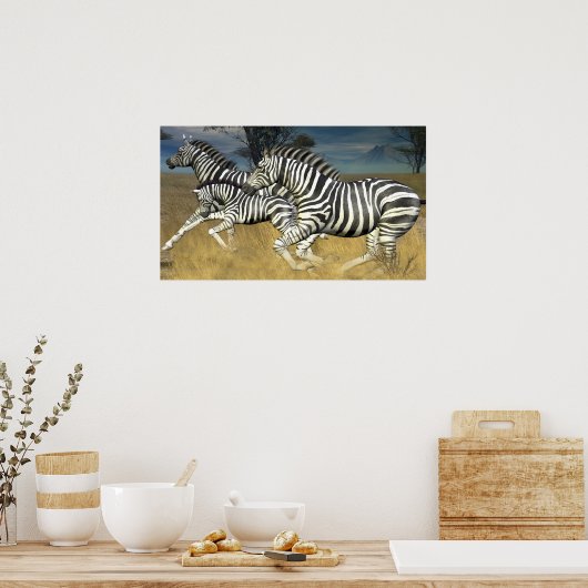 Racing Stripes - Herd of Zebra Poster print (Cuisine)