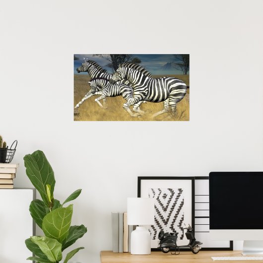 Racing Stripes - Herd of Zebra Poster print (Bureau à domicile)