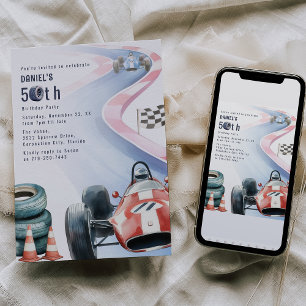 Racing Thema 50ste Verjaardagsfeestje Kaart