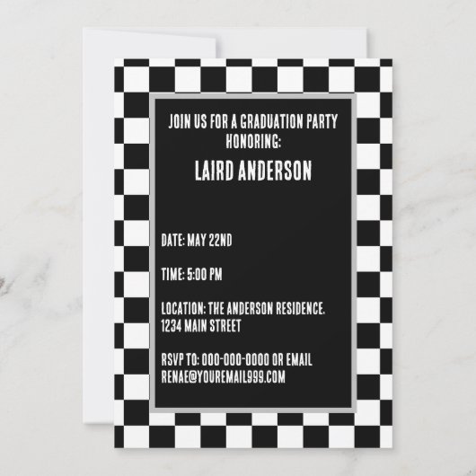 Racing Thème Graduation Invitation (Dos)