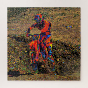 Racing to Win - Motocross Racer Jigzaag Puzzle Legpuzzel