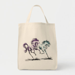 Racing van wilde paarden tote bag
