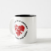 Racisme is kanker tweekleurige koffiemok (Voorkant links)