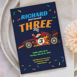 Racisme Kind Birthday Race Car Theme Uitnodiging