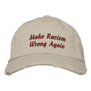 Racisme weer verkeerd maken geborduurde pet