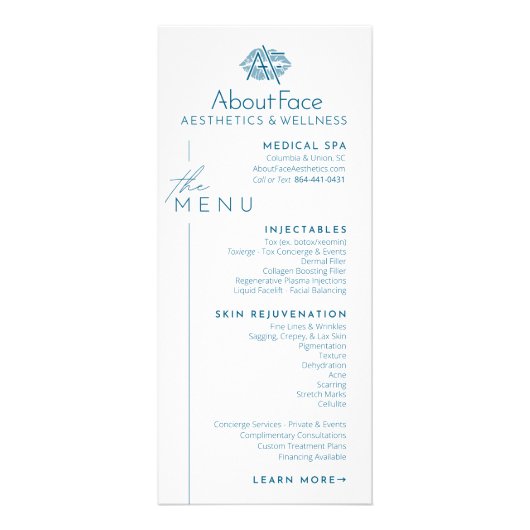 Rack CardsService Menu (Voorkant)