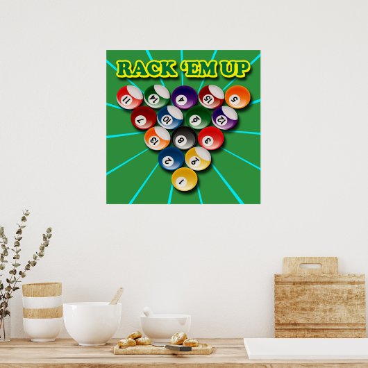RACK EM' UP BILLIARARDS POSTER (Cuisine)