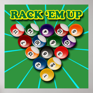 RACK EM' UP BILLIARARDS POSTER