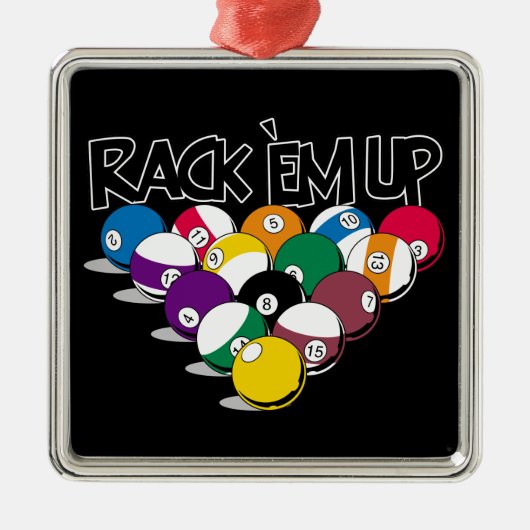 Rack Em Up Pool Metalen Ornament (Voorkant)