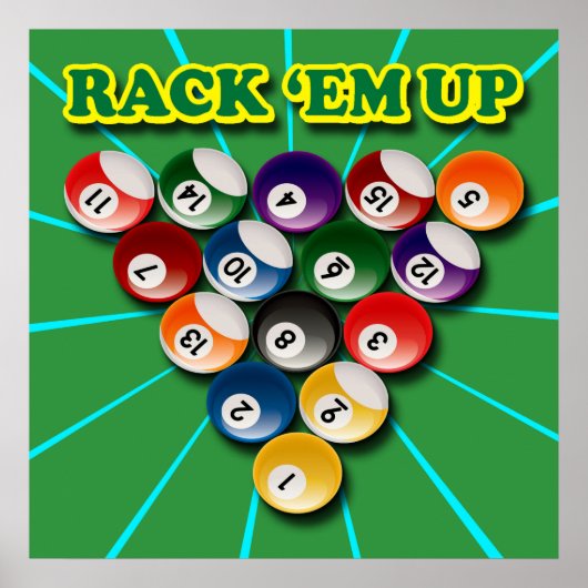 RACK EM'UP BILLIARDS POSTER (Voorkant)