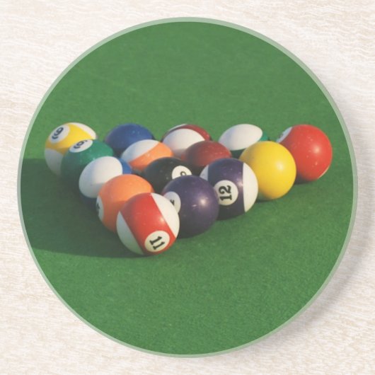 Racked Pool Balls Zandsteen Onderzetter (Voorkant)