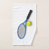 Racket et ballon bleu tennis 3D (Serviette à main)