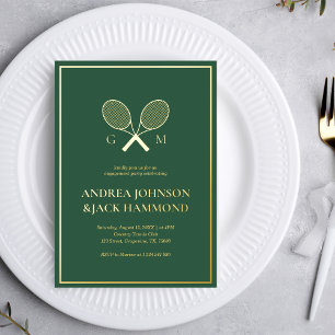 Rackets Monogram Tennis Speler Betrokkenheid Echt Folie Uitnodiging