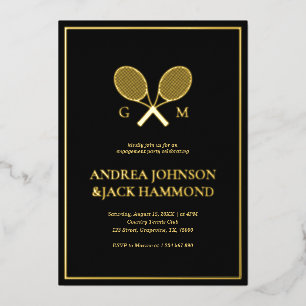 Rackets Monogram Tennisser Verloving Echt Folie Uitnodiging
