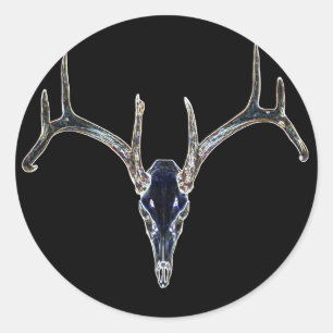 Rackgrafix Neon Buck Schedel Sticker, Rond Ronde Sticker